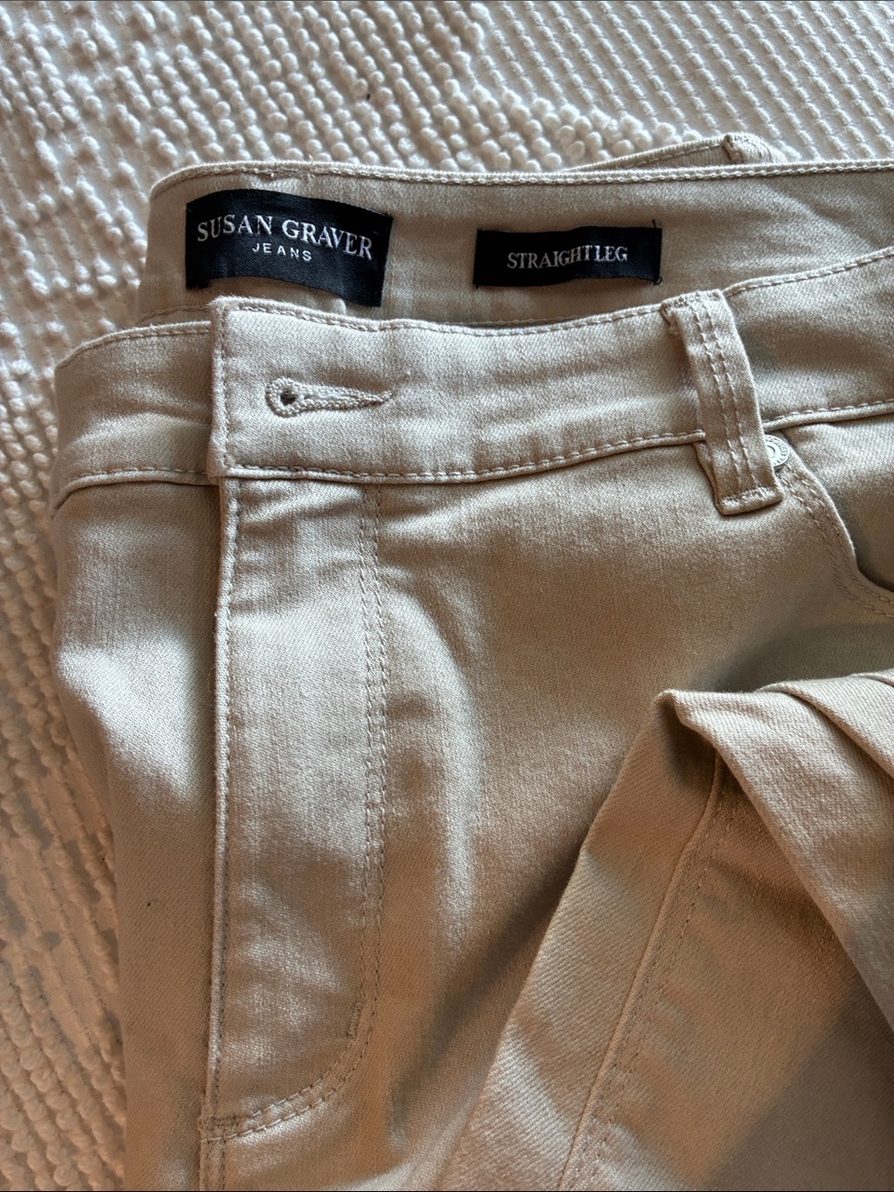 Susan Graver Beige Straight Leg Jeans